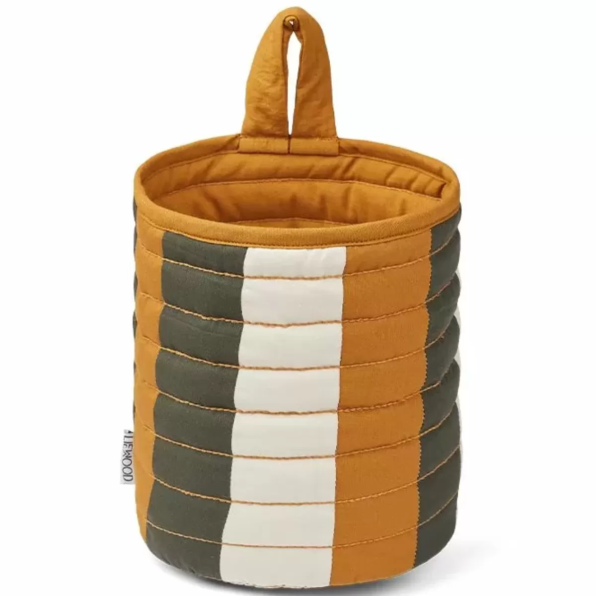 Speelgoed Opbergzakken-Liewood Opbergmand Faye Stripe Caramel/Hunter Green/Sandy