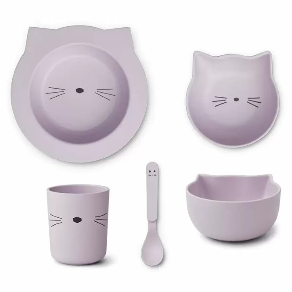 Kinderservies Sets-Liewood Serviesset Baby Joana Cat Light Lavender