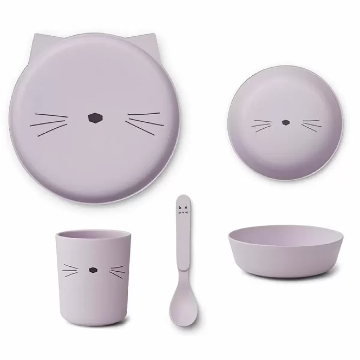 Kinderservies Sets-Liewood Serviesset Junior Brody Cat Light Lavender