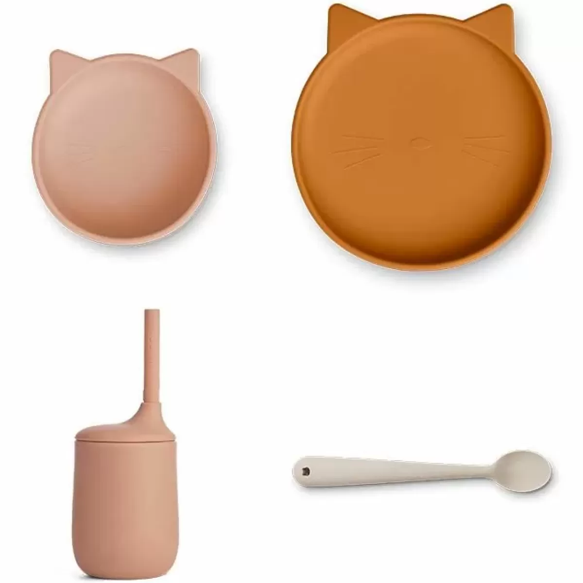 Kinderservies Sets-Liewood Siliconen Serviesset Cathy Cat Pale Tuscany Mix