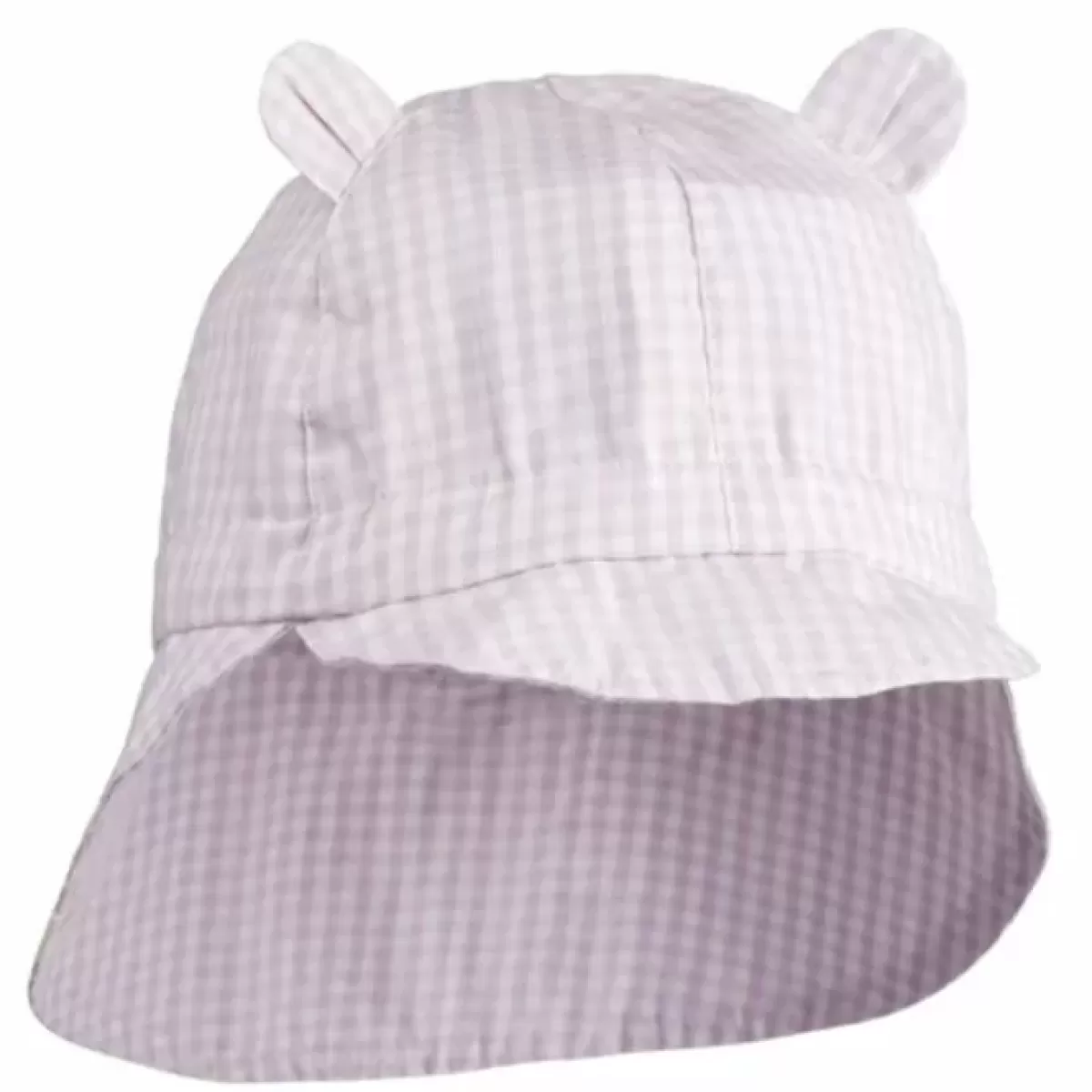 Petten & Zonnehoedjes-Liewood Zonnehoedje Gorm Check Light Lavender/Creme