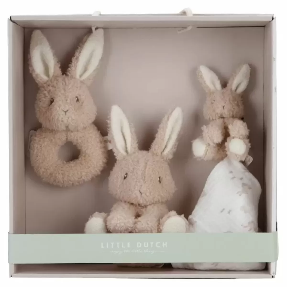 Babyspeelgoed-Little Dutch Baby Bunny Geschenkset | Knuffeldoekje, Knuffelkonijn, Rammelaar & Bijtring