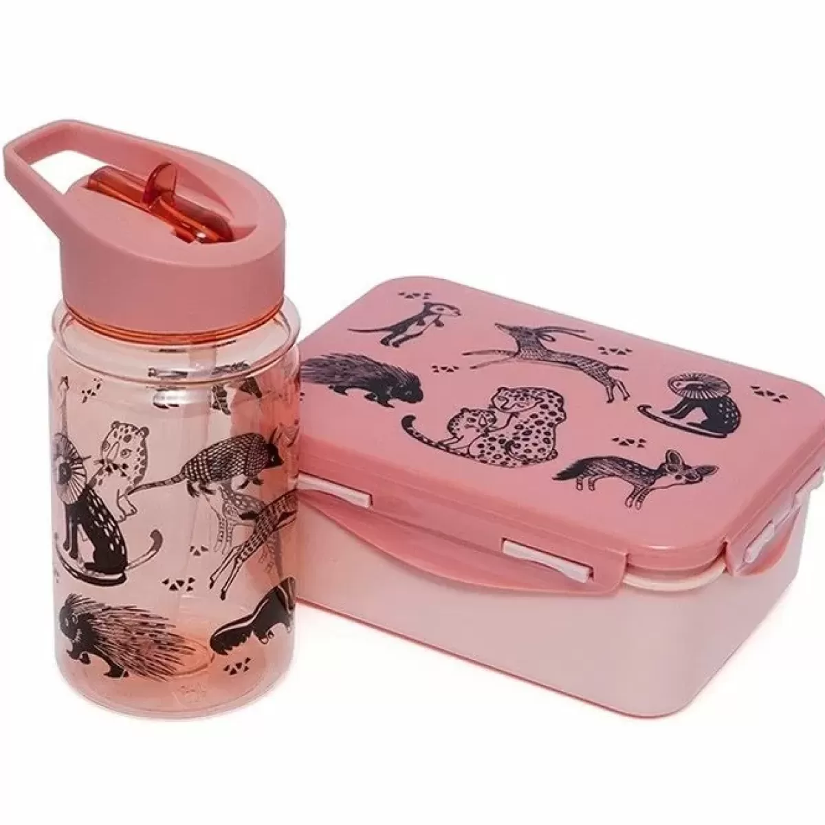 Broodtrommels-Petit Monkey Lunchbox Black Animals Blossom