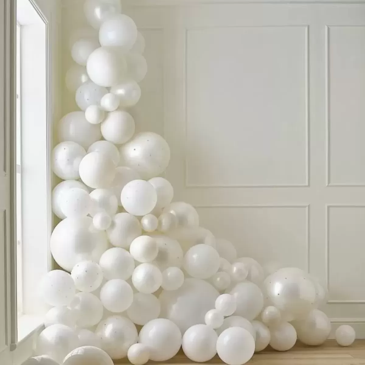 Ballonnenbogen-Ginger Ray Luxe Ballonnenboog White & Cream Met Parels |