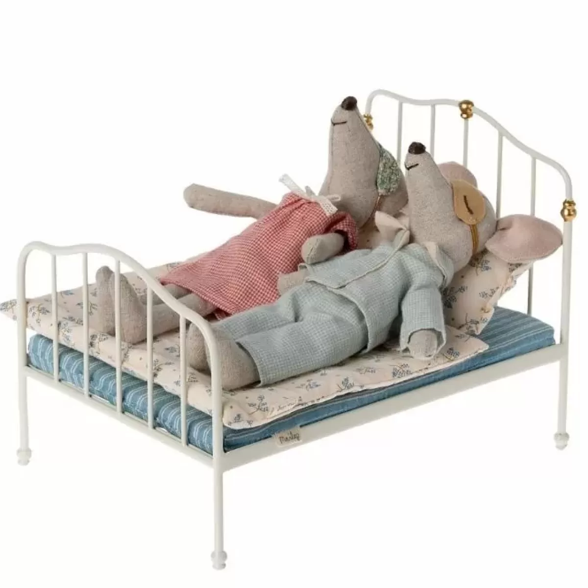 Poppenhuizen & Toebehoren-Maileg Miniatuur Bed Muis Off-White