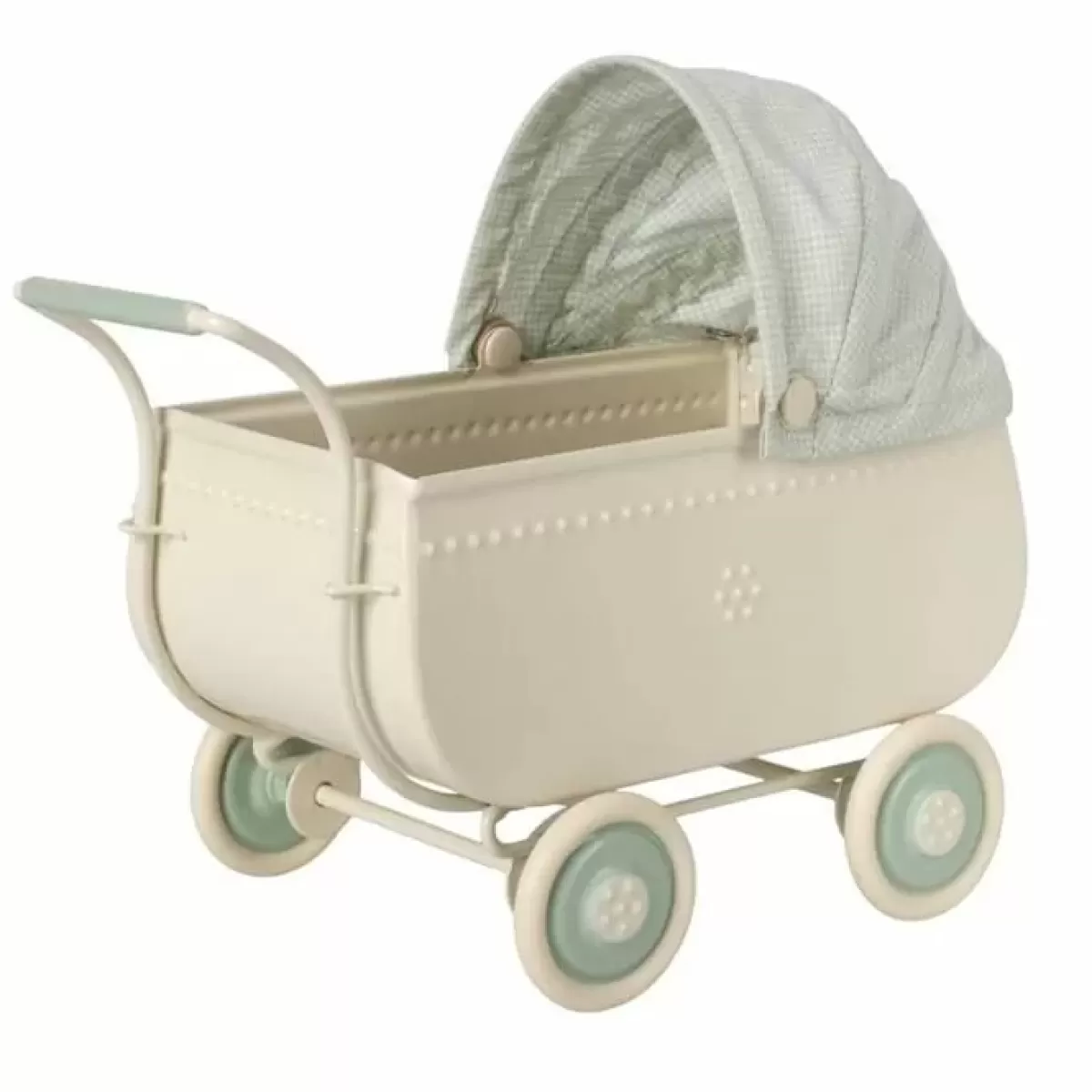 Poppenhuizen & Toebehoren-Maileg Miniatuur Kinderwagen Blauw (Micro)