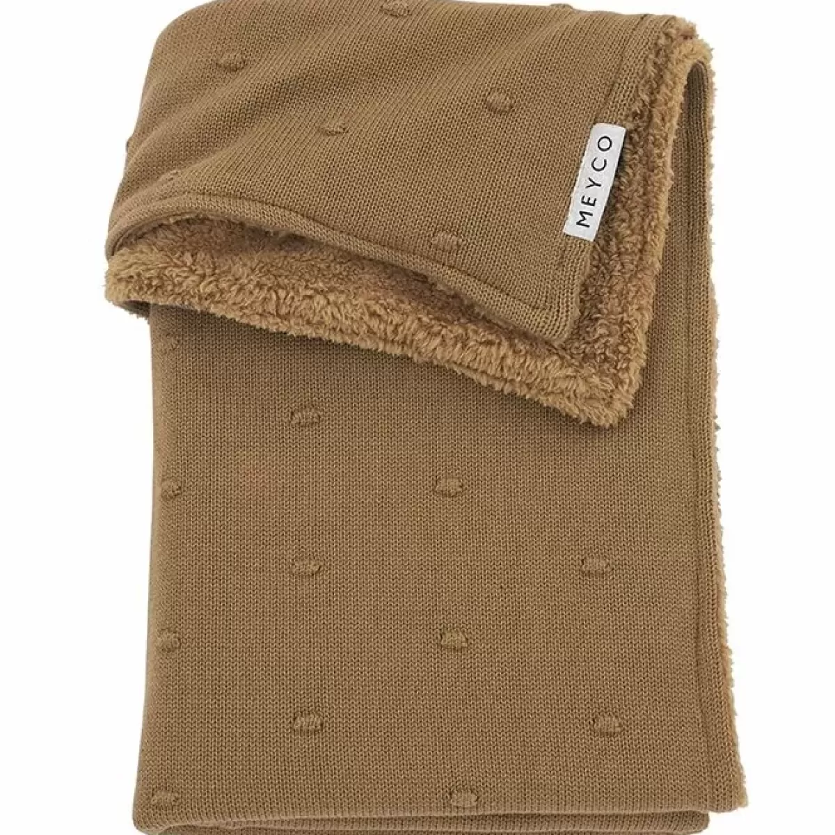 Dekentjes-Meyco Ledikantdeken Mini Knots Fleece Toffee