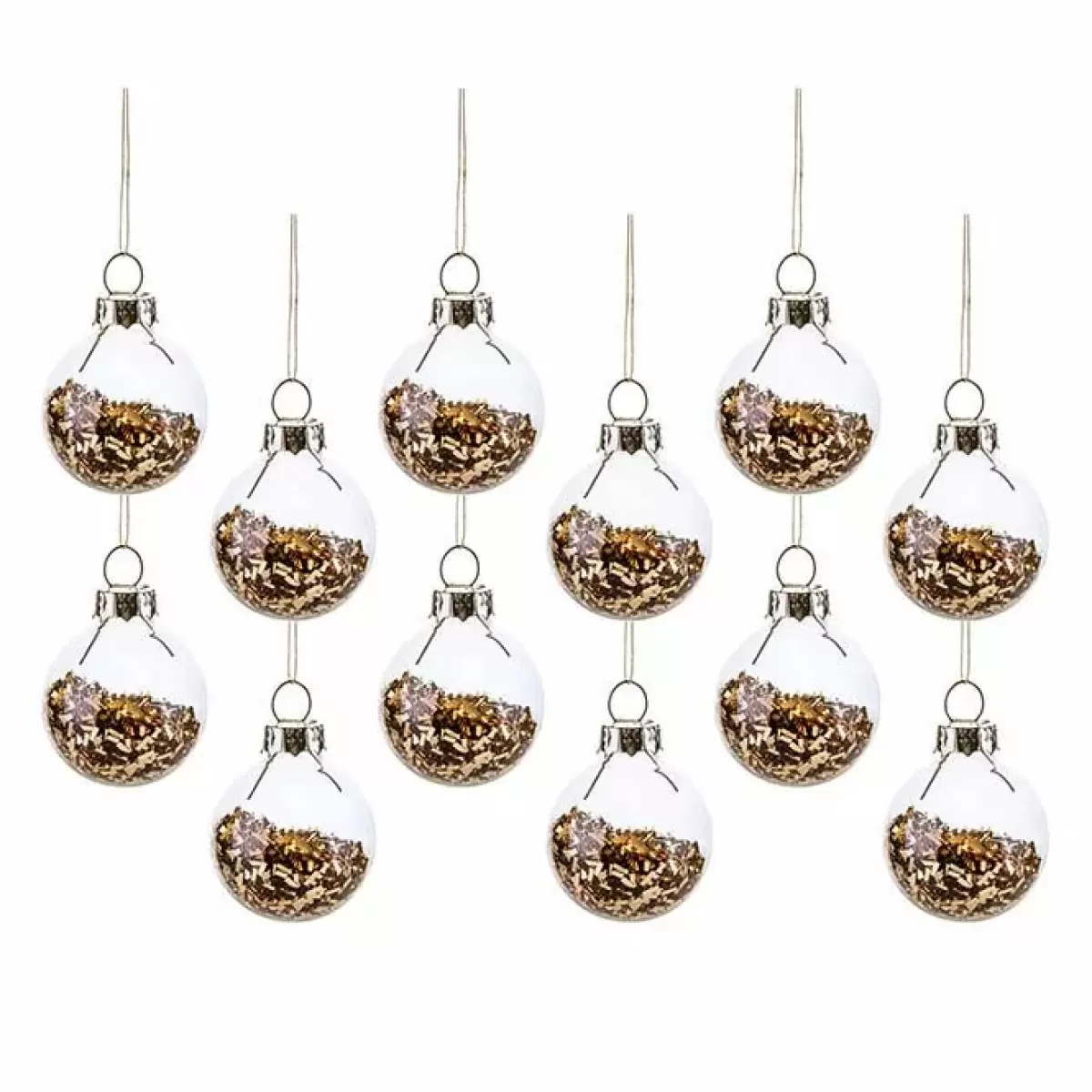 Kerst-Sass & Belle Mini Kerstballen Sterren Goud (12St) Sass & Belle