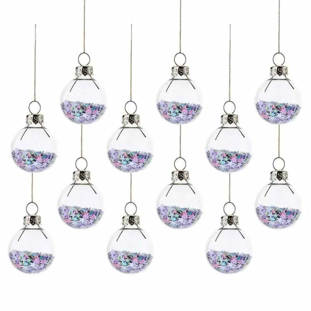 Kerst-Sass & Belle Mini Kerstballen Sterren Pastel (12St) Sass & Belle