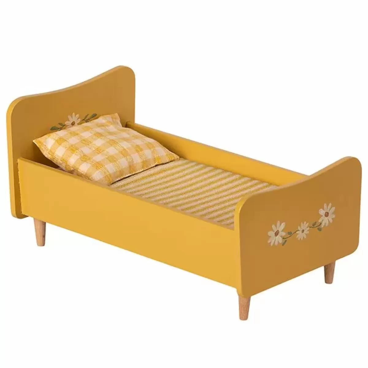 Poppenhuizen & Toebehoren-Maileg Miniatuur Bed Yellow (Mini)