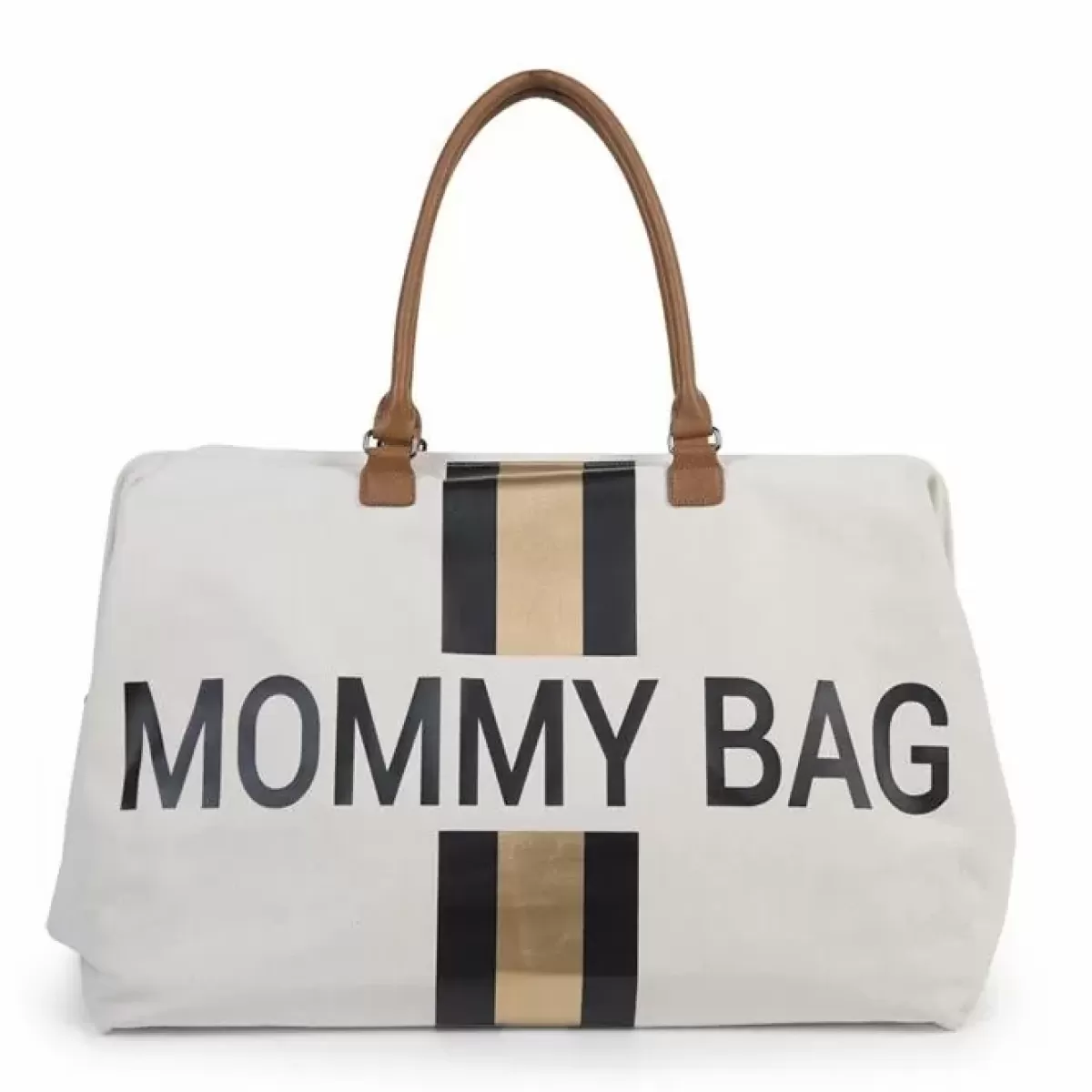 Luiertassen-Childhome Mommy Bag Groot Canvas Zwart-Goud