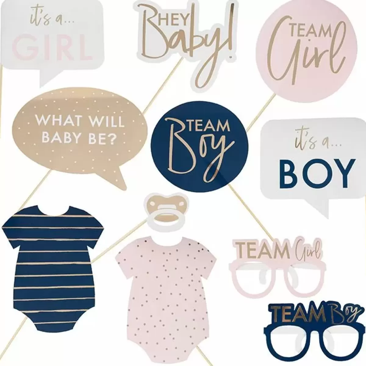 Pink And Navy-Ginger Ray Party Props Met Stickers Gender Reveal (10St)