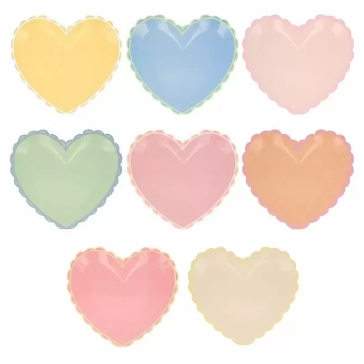 Valentijnsdag-Meri Meri Pastel Hearts Gebaksbordjes Van (8St)