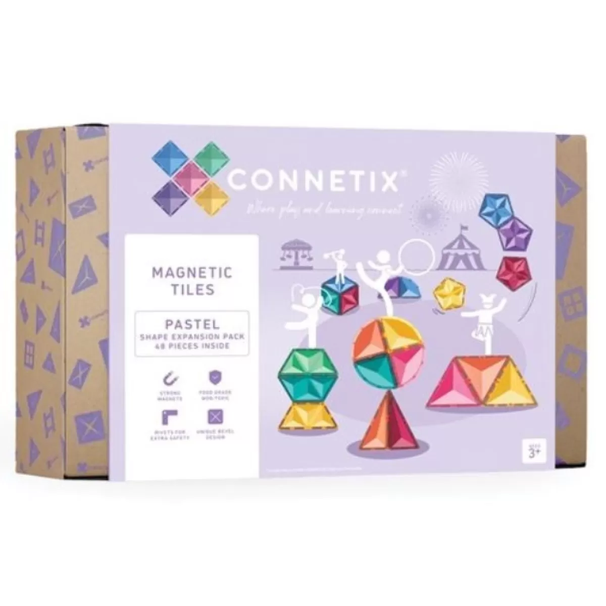 Bouwspeelgoed-Connetix Tiles Pastel Shape Expansion Pack 48 Pc