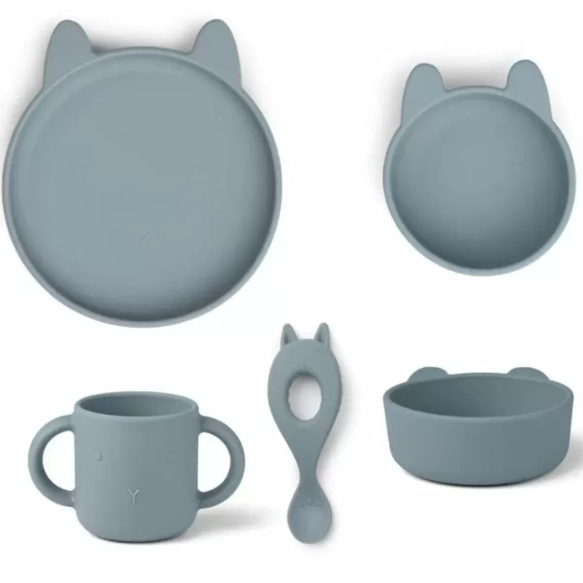 Kinderservies Sets-Liewood Siliconen Baby Serviesset Vivi Rabbit Sea Blue