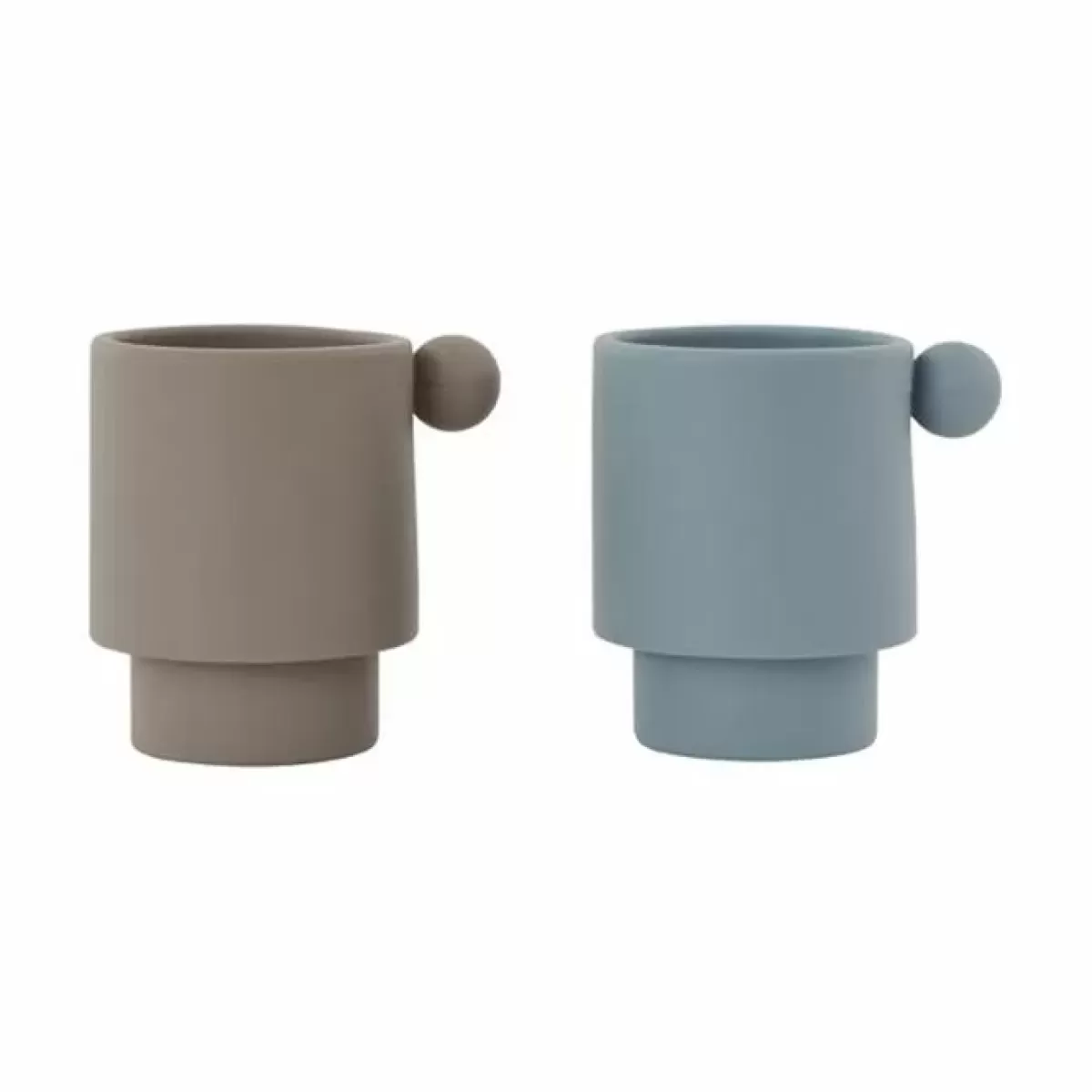 Drinkbekers-OYOY Siliconen Bekers Tiny Inka Dusty Blue-Clay (2St)