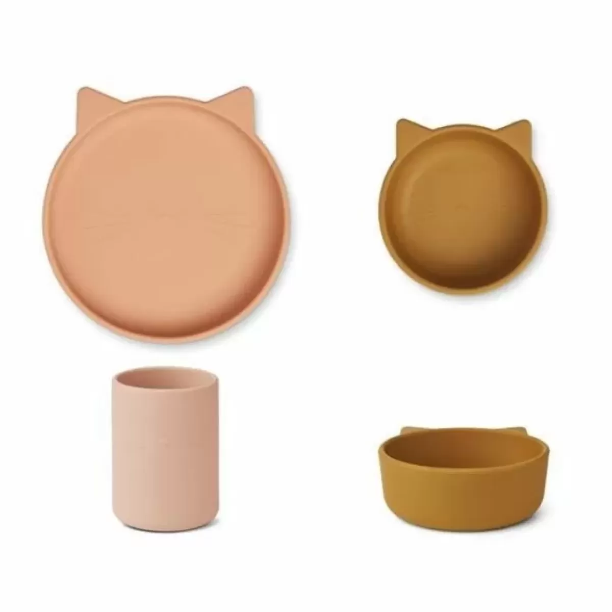 Kinderservies Sets-Liewood Siliconen Peuterserviesset Cyrus Cat Rose Multi Mix