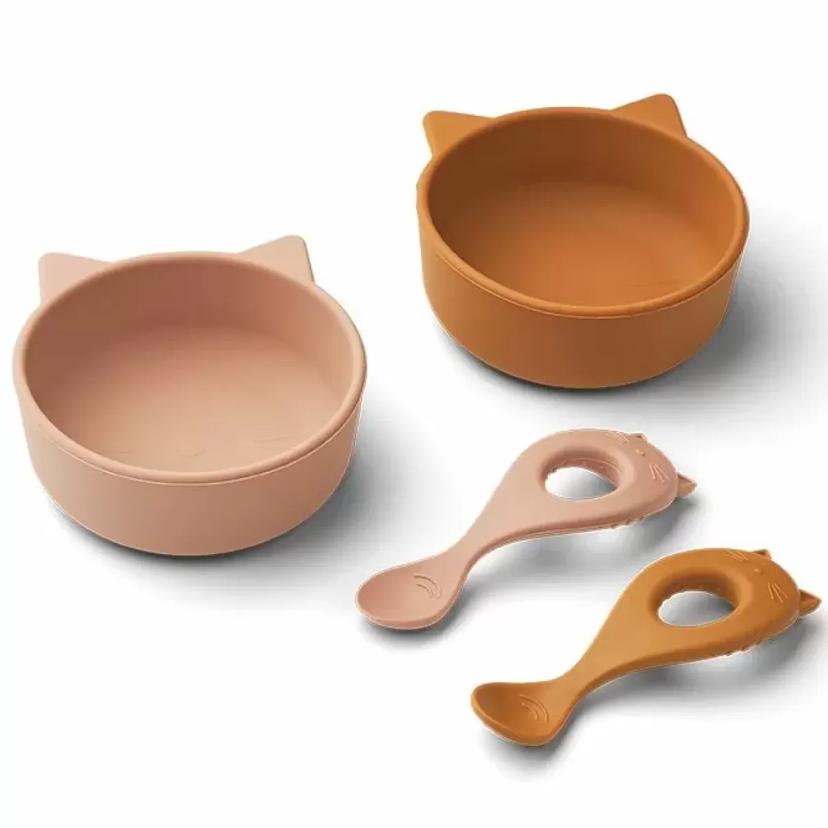 Kinderservies Sets-Liewood Siliconen Serviesset Evan Cat Mustard/Dark Rose Mix