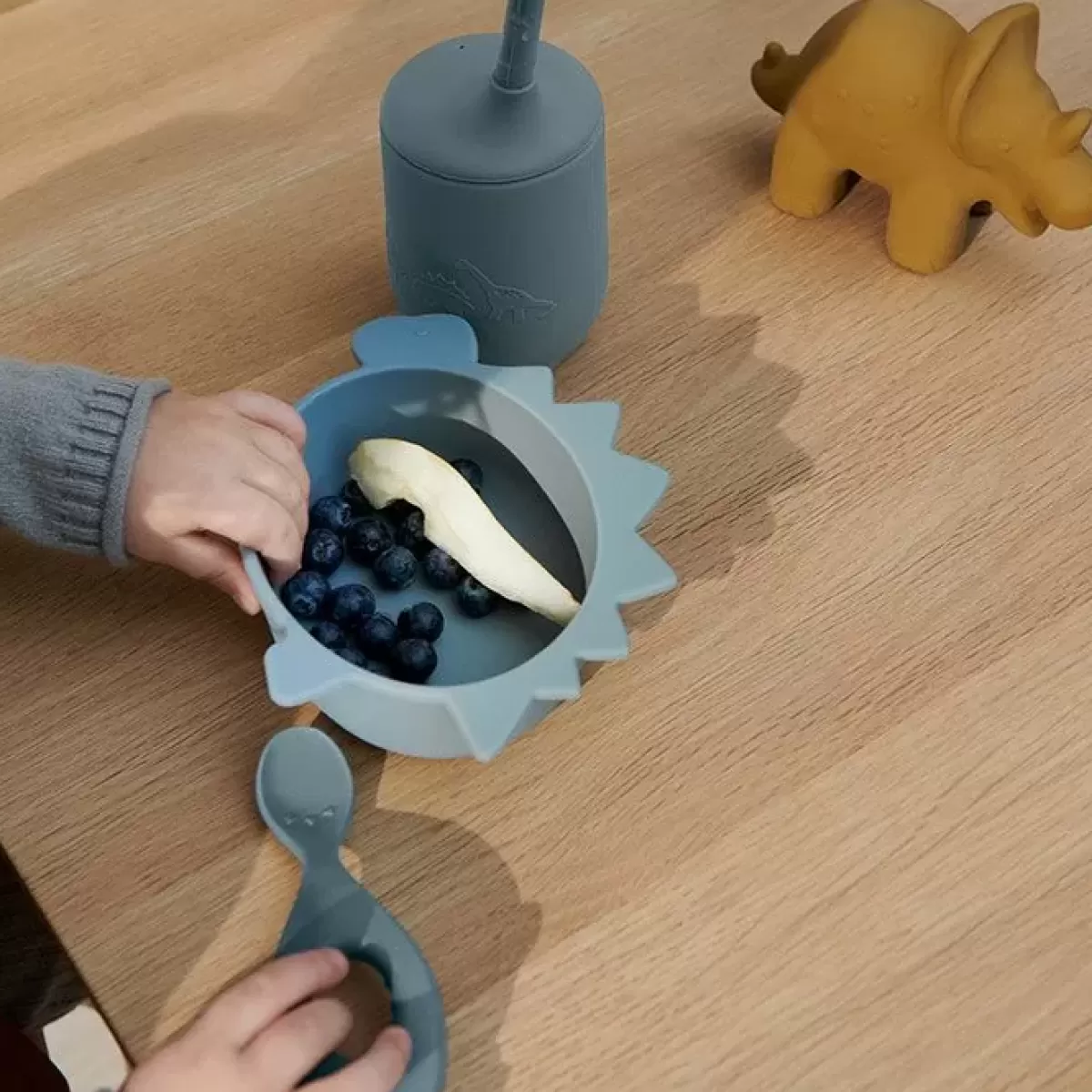 Kinderservies Sets-Liewood Siliconen Serviesset Evan Dino Blue Mix