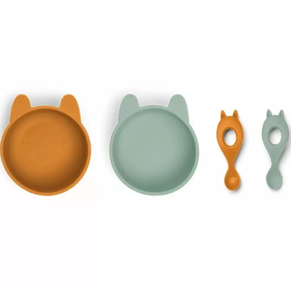 Kinderservies Sets-Liewood Siliconen Serviesset Evan Rabbit Mustard/Peppermint