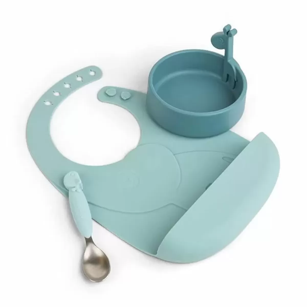 Kinderservies Sets-Done by Deer Siliconen Serviesset Peekaboo First Meal Blue