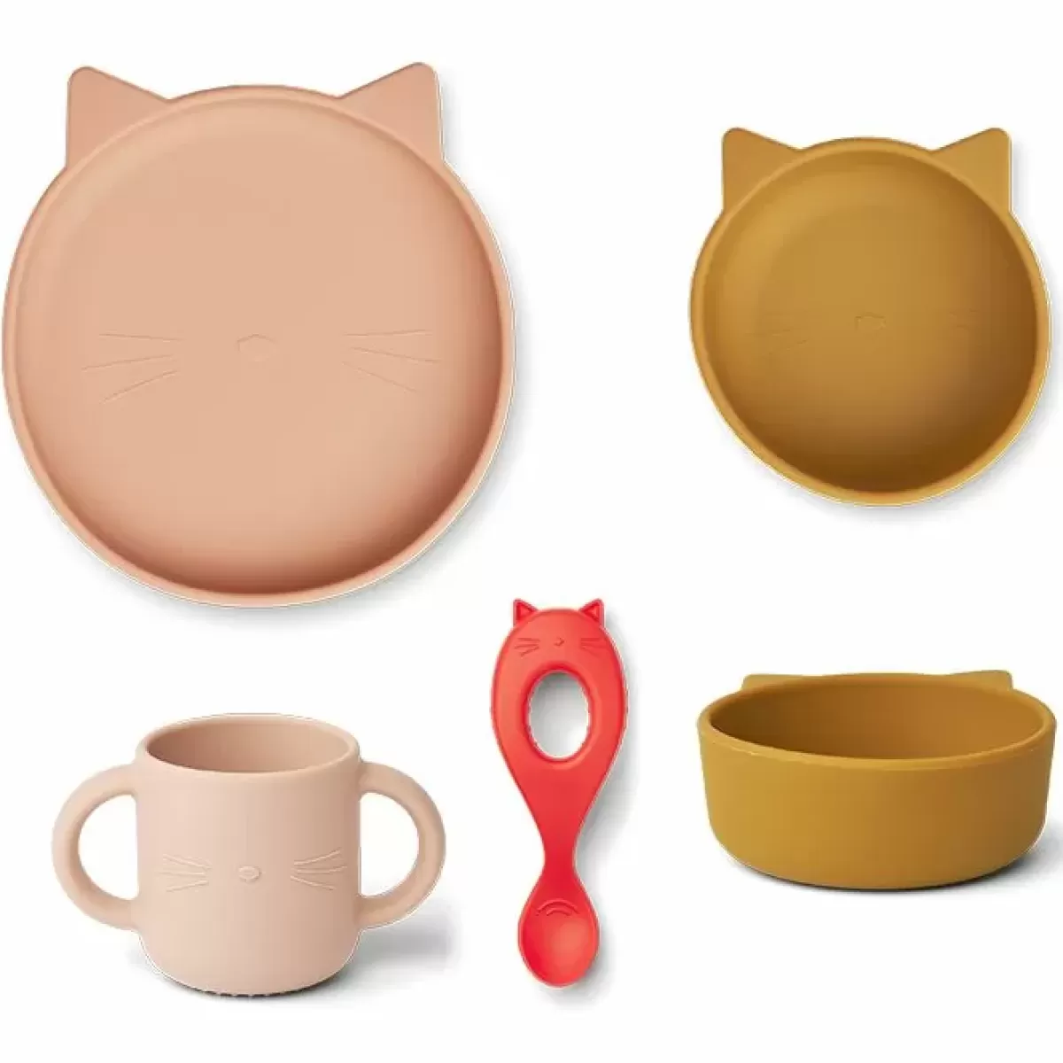 Kinderservies Sets-Liewood Siliconen Serviesset Vivi Cat Rose Multi Mix