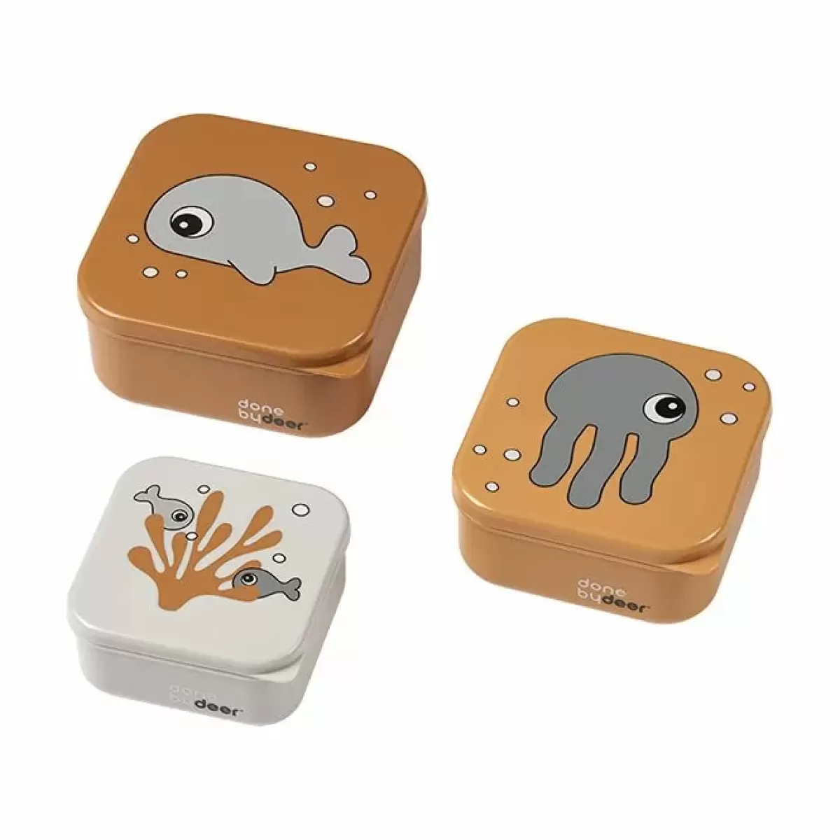 Bakjes & Kommetjes-Done by Deer Snackboxen Sea Friends Mustard/Grey (3St)