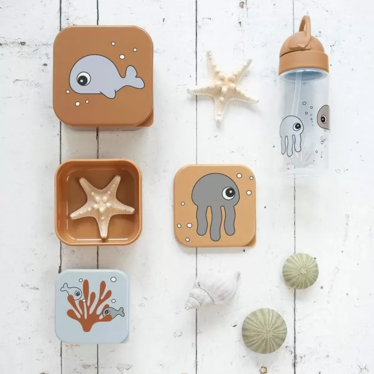 Bakjes & Kommetjes-Done by Deer Snackboxen Sea Friends Mustard/Grey (3St)