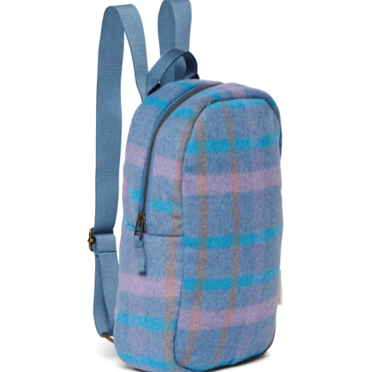 Kinderrugzakken-Studio Noos Mini Rugzak Sky Blue Wool Checked