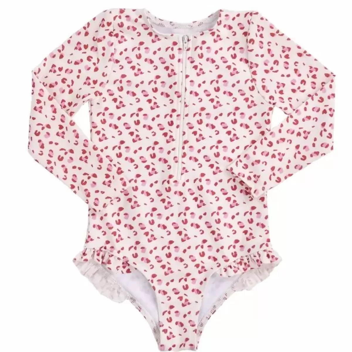 Zomer Musthaves-Swim Essentials Badpak Lange Mouw Old Pink Leopard