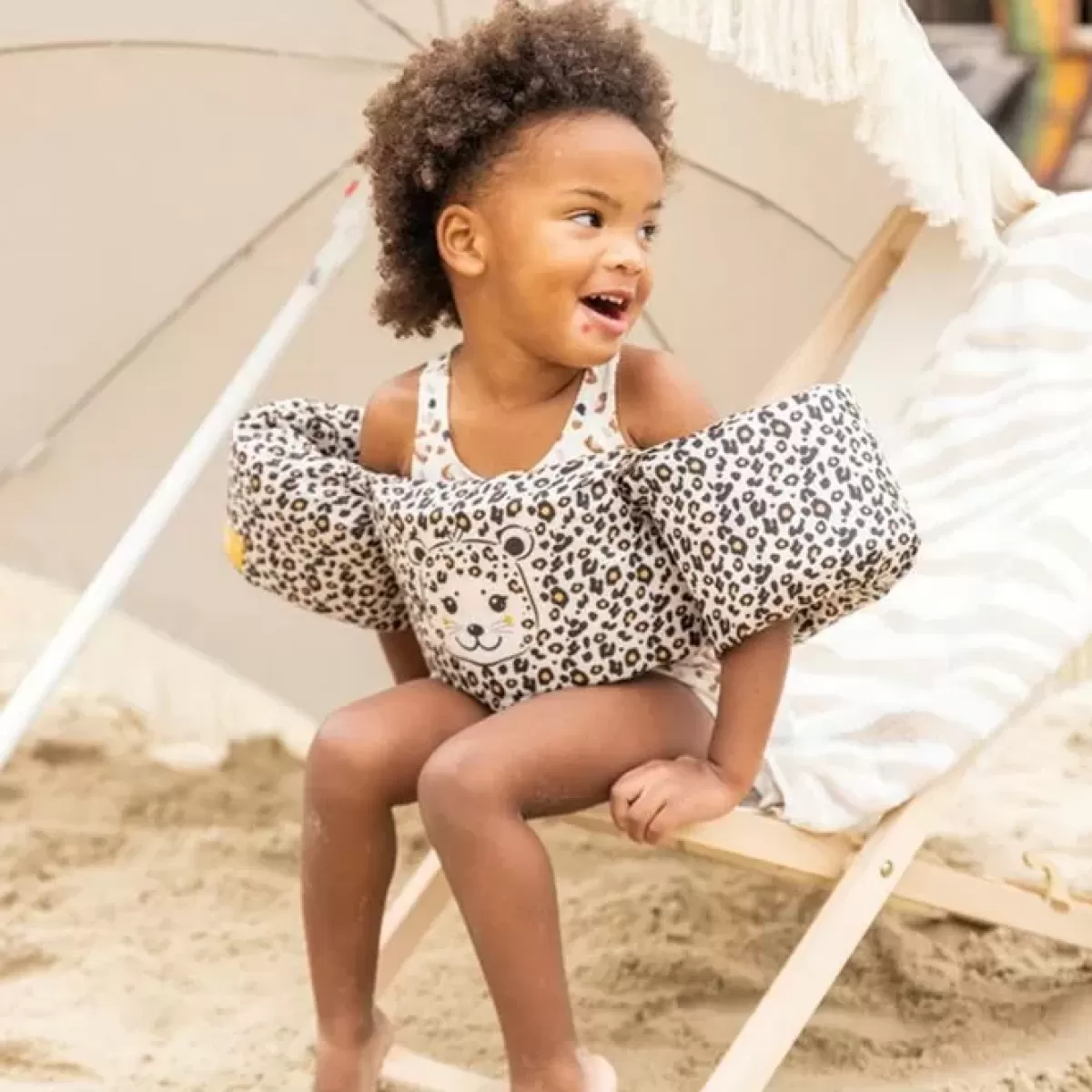 Buitenspeelgoed-Swim Essentials Zwemvest Puddle Leopard Beige (2-6 Jaar)